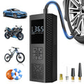 Sleek wireless car air pump with a digital display showing 150PSI pressure level.