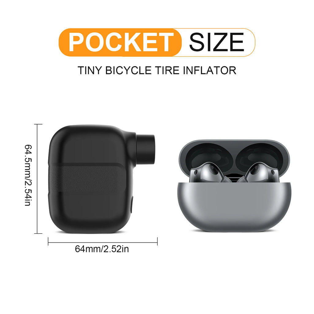 Close-up view of the 5V Type-C USB charging port on the compact mini bicycle pump.