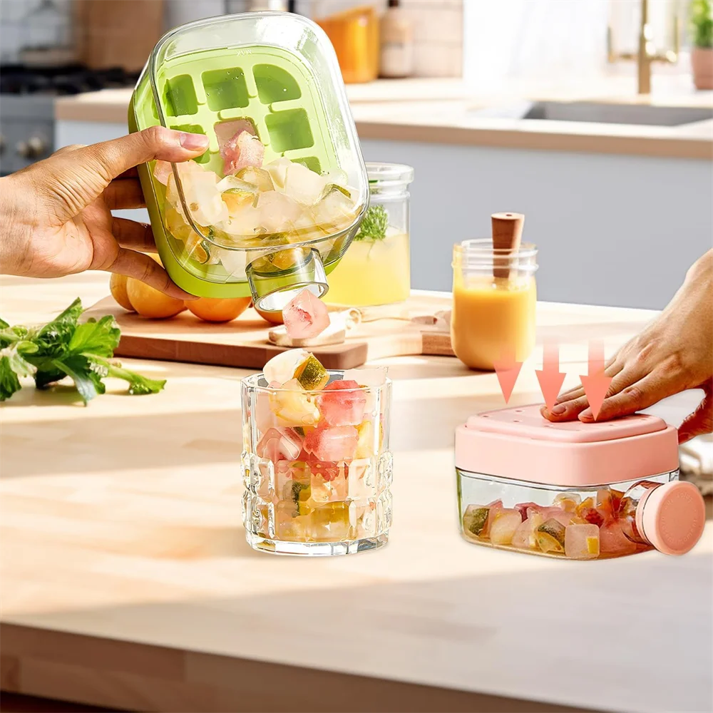 2-in-1 Touch-Free Push-Type Ice Cube Maker & Water Bottle