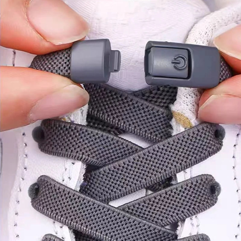 Widened Flat No-Tie Elastic Shoelaces with Press Lock