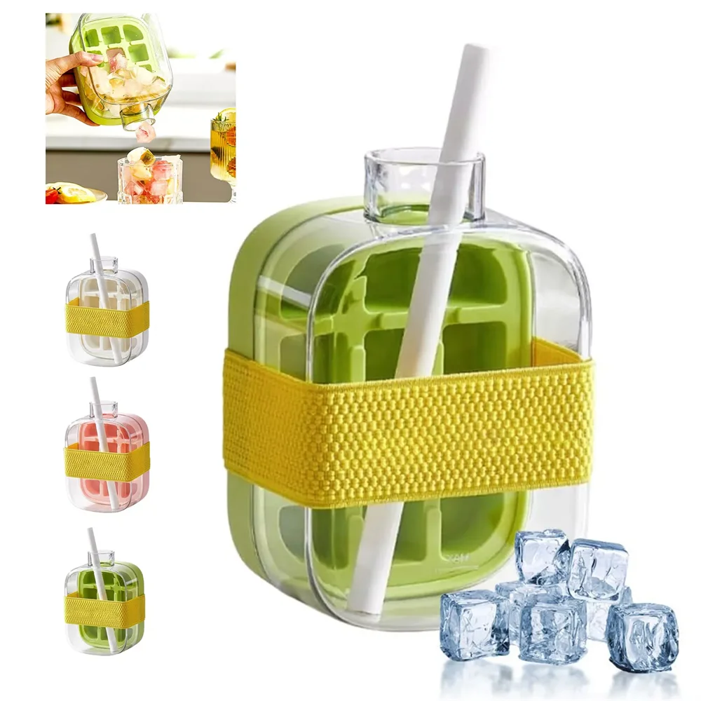 2-in-1 Touch-Free Push-Type Ice Cube Maker & Water Bottle