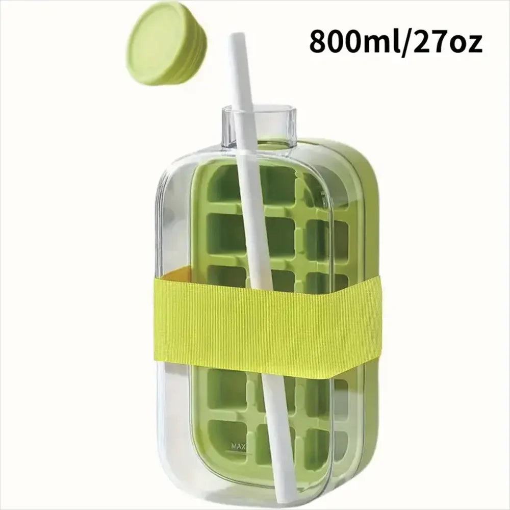 2-in-1 Touch-Free Push-Type Ice Cube Maker & Water Bottle