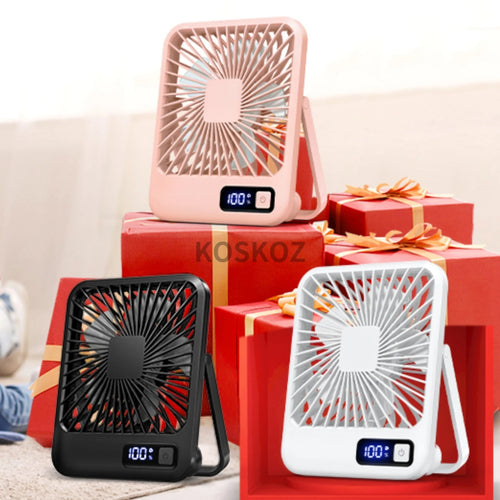 180° Tilt USB Desk Fan – Foldable Personal Fan with Power Display