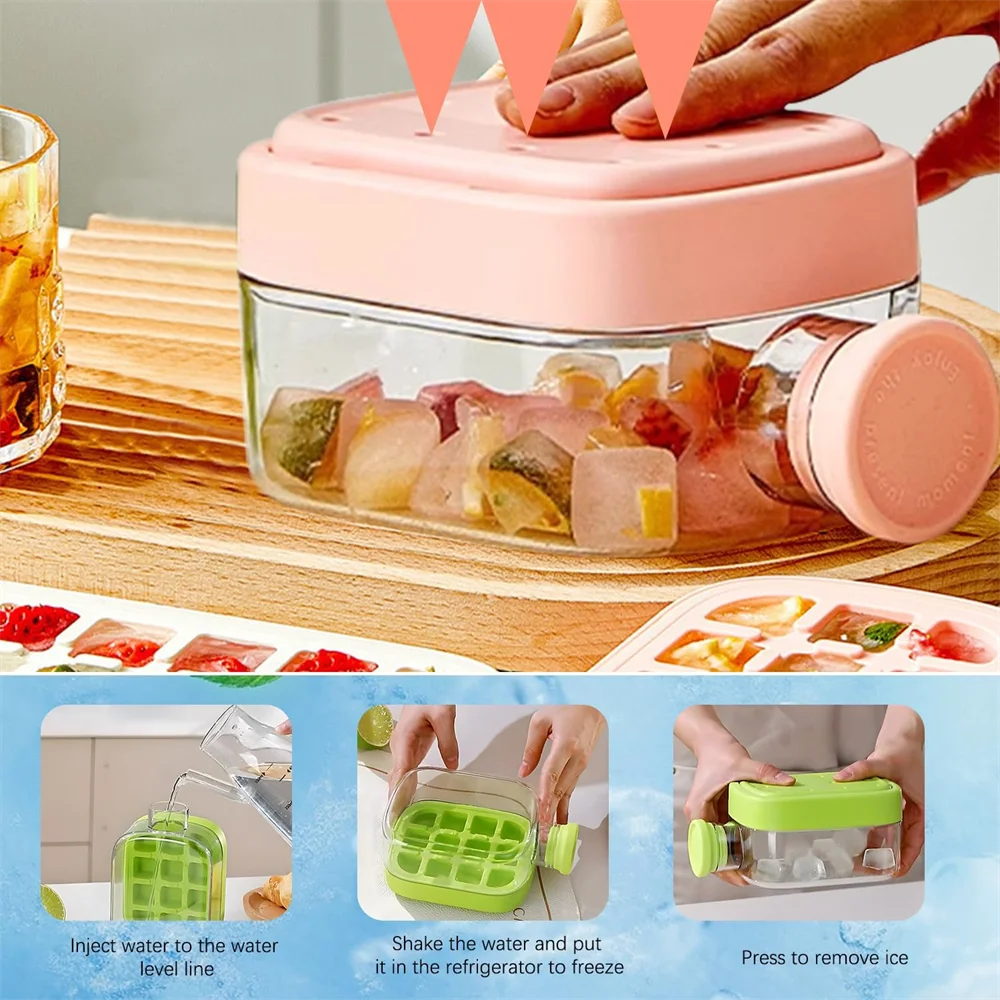 2-in-1 Touch-Free Push-Type Ice Cube Maker & Water Bottle