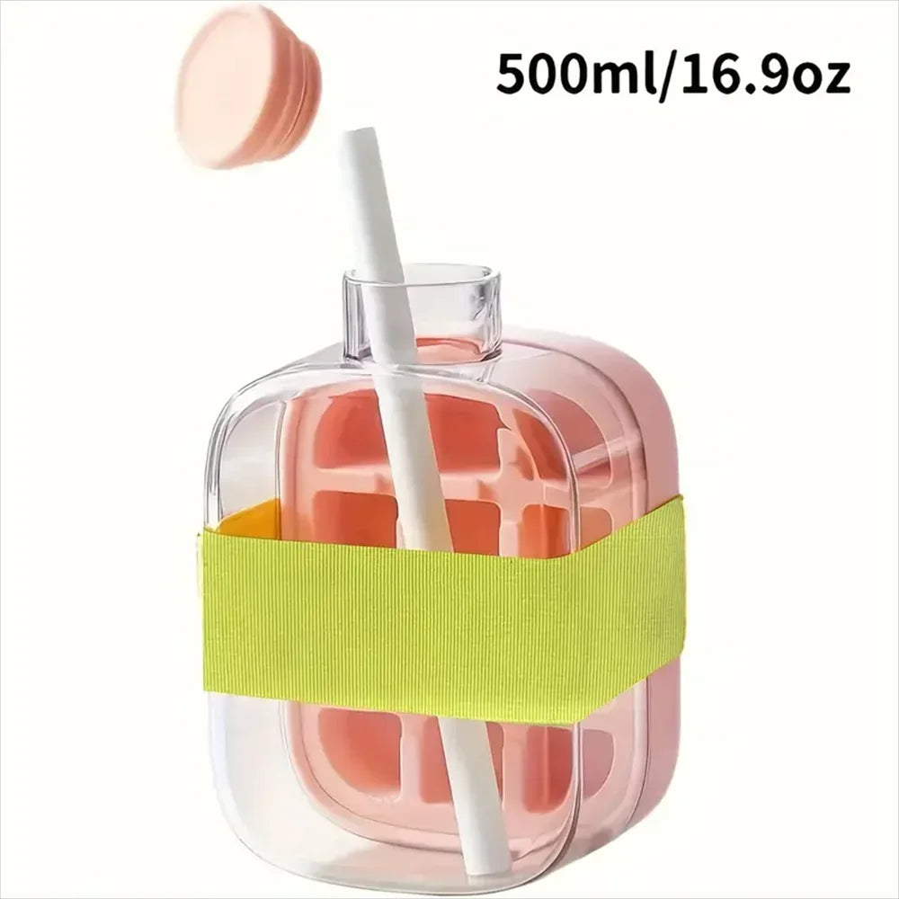 2-in-1 Touch-Free Push-Type Ice Cube Maker & Water Bottle