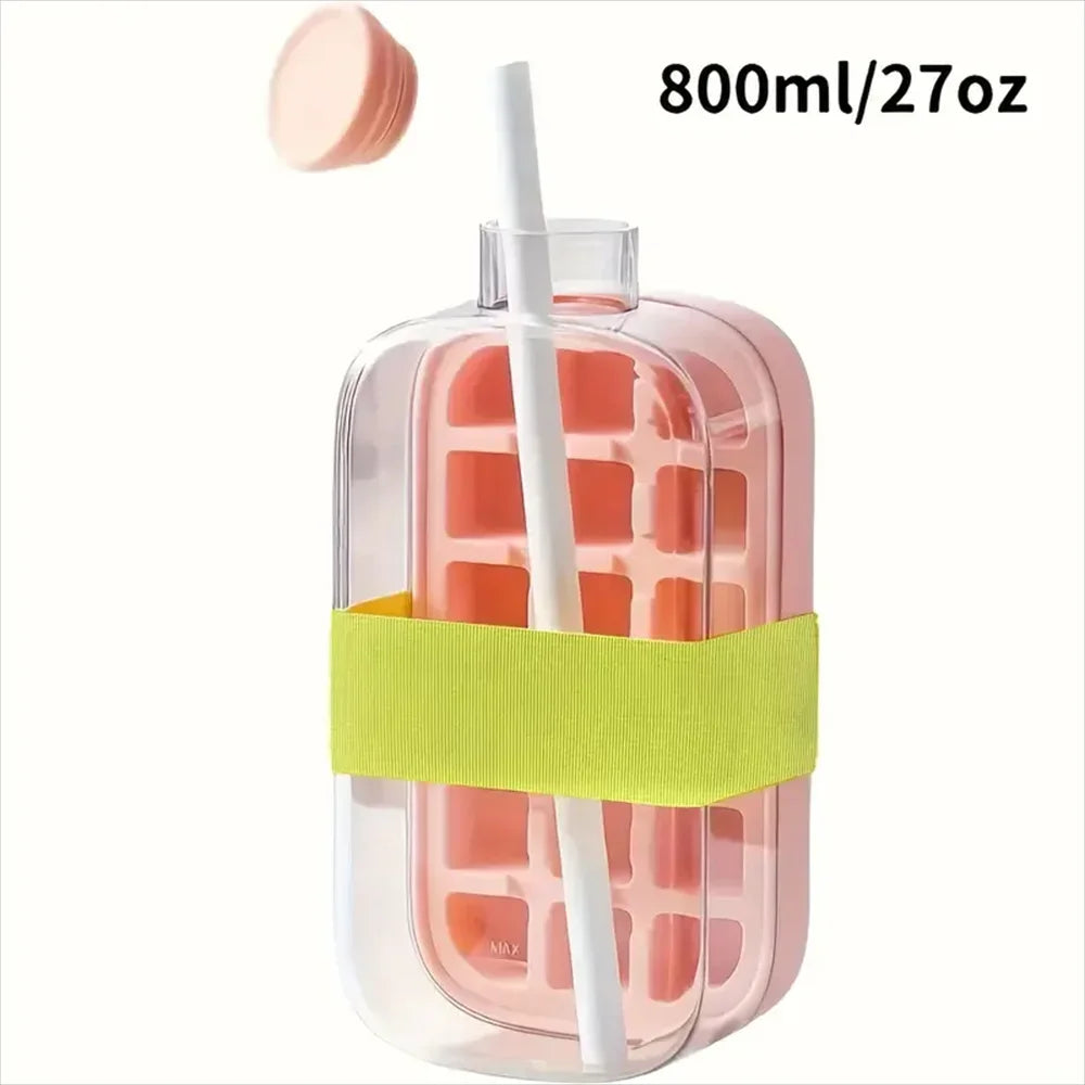 2-in-1 Touch-Free Push-Type Ice Cube Maker & Water Bottle