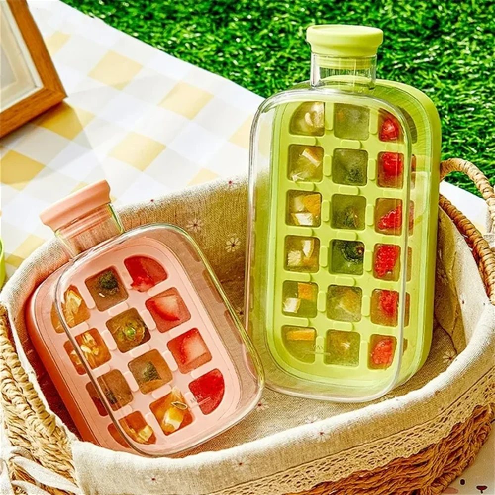2-in-1 Touch-Free Push-Type Ice Cube Maker & Water Bottle