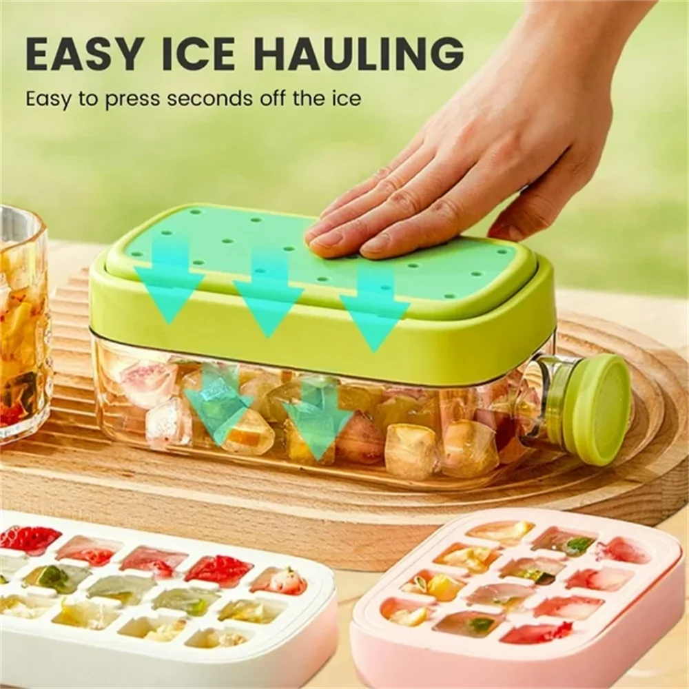 2-in-1 Touch-Free Push-Type Ice Cube Maker & Water Bottle