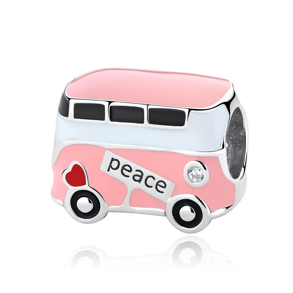 Original 925 Sterling Silver Charms Love Travel London Bus Suitcase Paris Beads Fit Brand Bracelets Necklaces Women DIY Jewelry