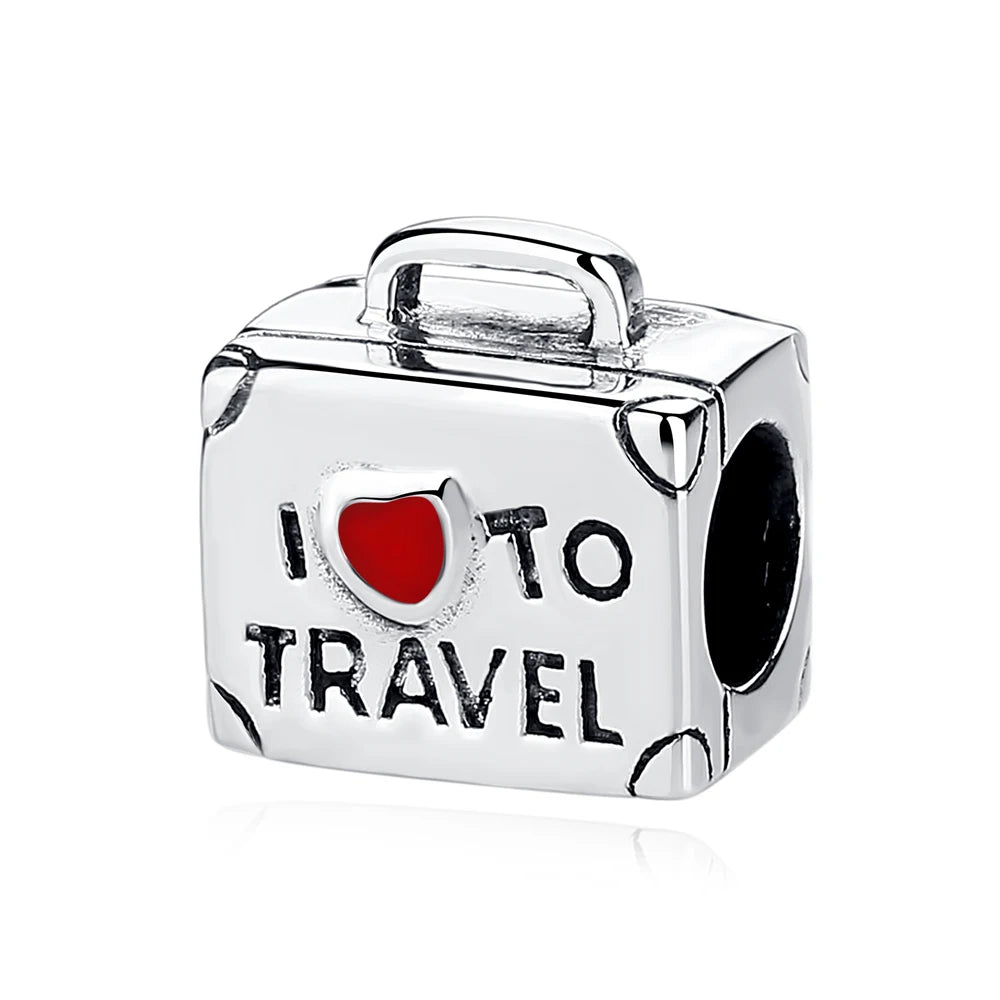 Original 925 Sterling Silver Charms Love Travel London Bus Suitcase Paris Beads Fit Brand Bracelets Necklaces Women DIY Jewelry