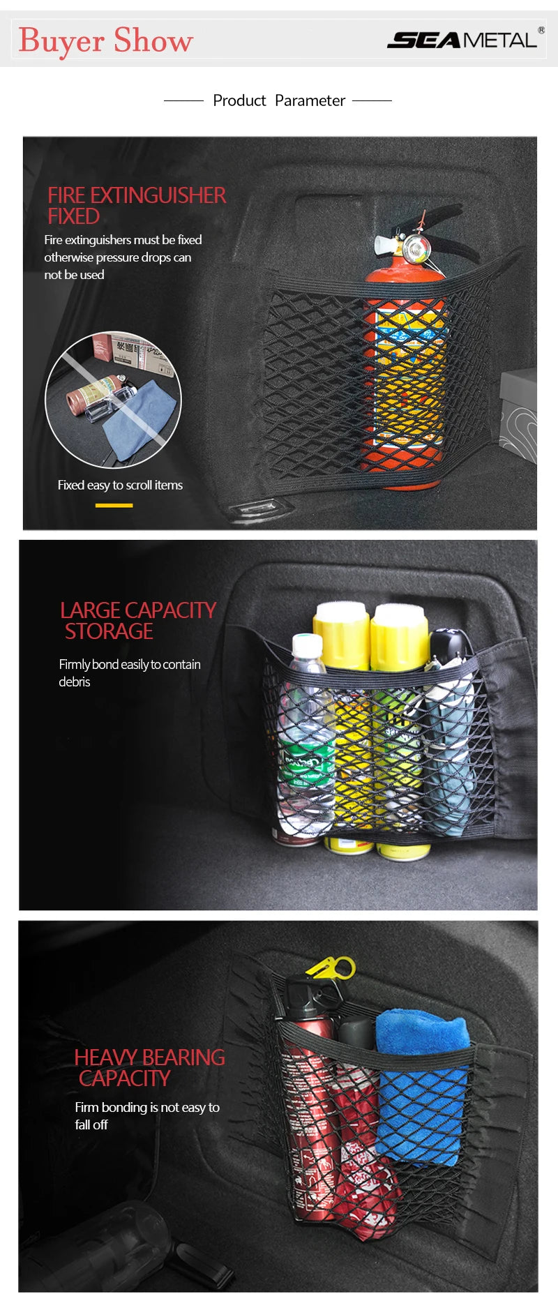 Car Trunk Mesh Organizer – Universal Cargo Storage Net