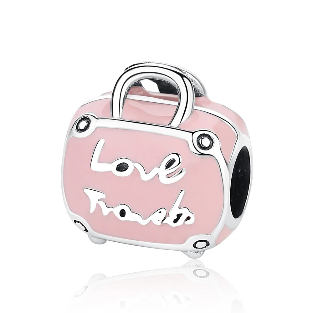 Original 925 Sterling Silver Charms Love Travel London Bus Suitcase Paris Beads Fit Brand Bracelets Necklaces Women DIY Jewelry