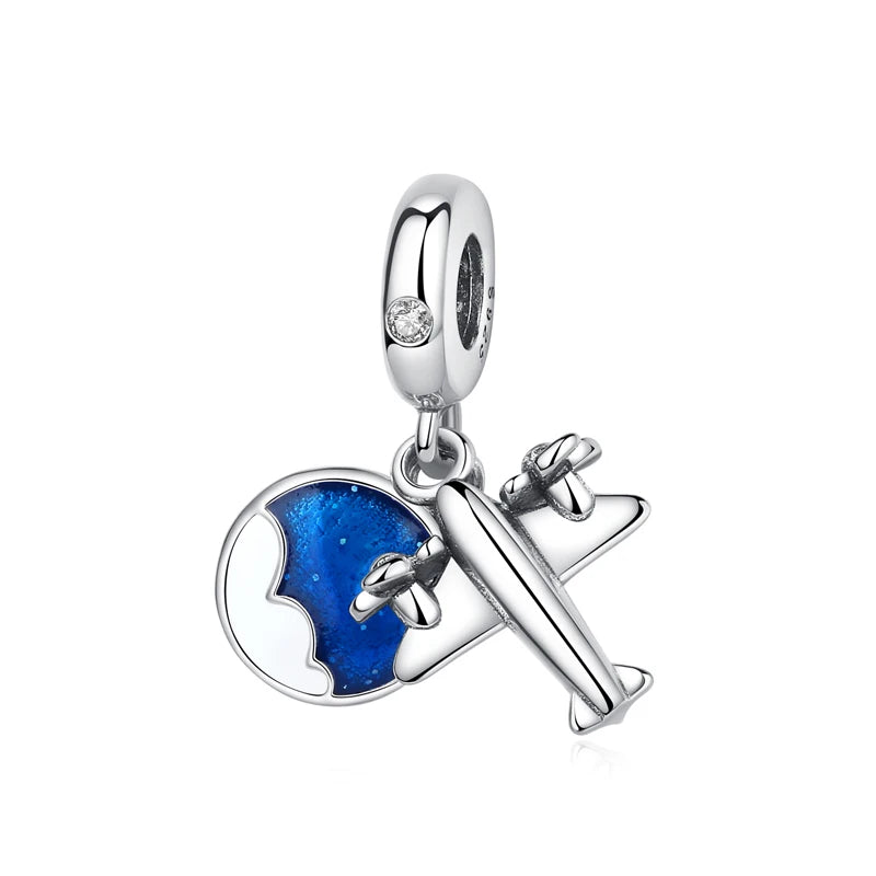Original 925 Sterling Silver Charms Love Travel London Bus Suitcase Paris Beads Fit Brand Bracelets Necklaces Women DIY Jewelry