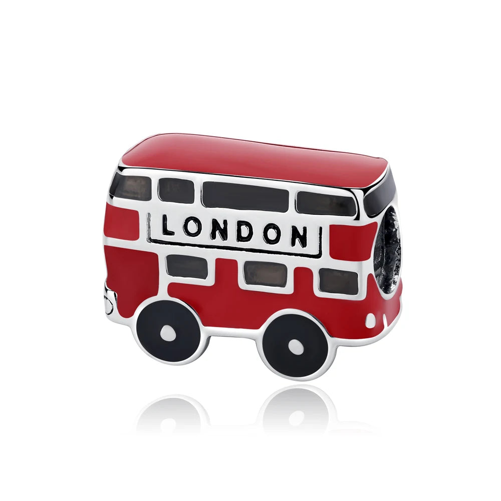Original 925 Sterling Silver Charms Love Travel London Bus Suitcase Paris Beads Fit Brand Bracelets Necklaces Women DIY Jewelry
