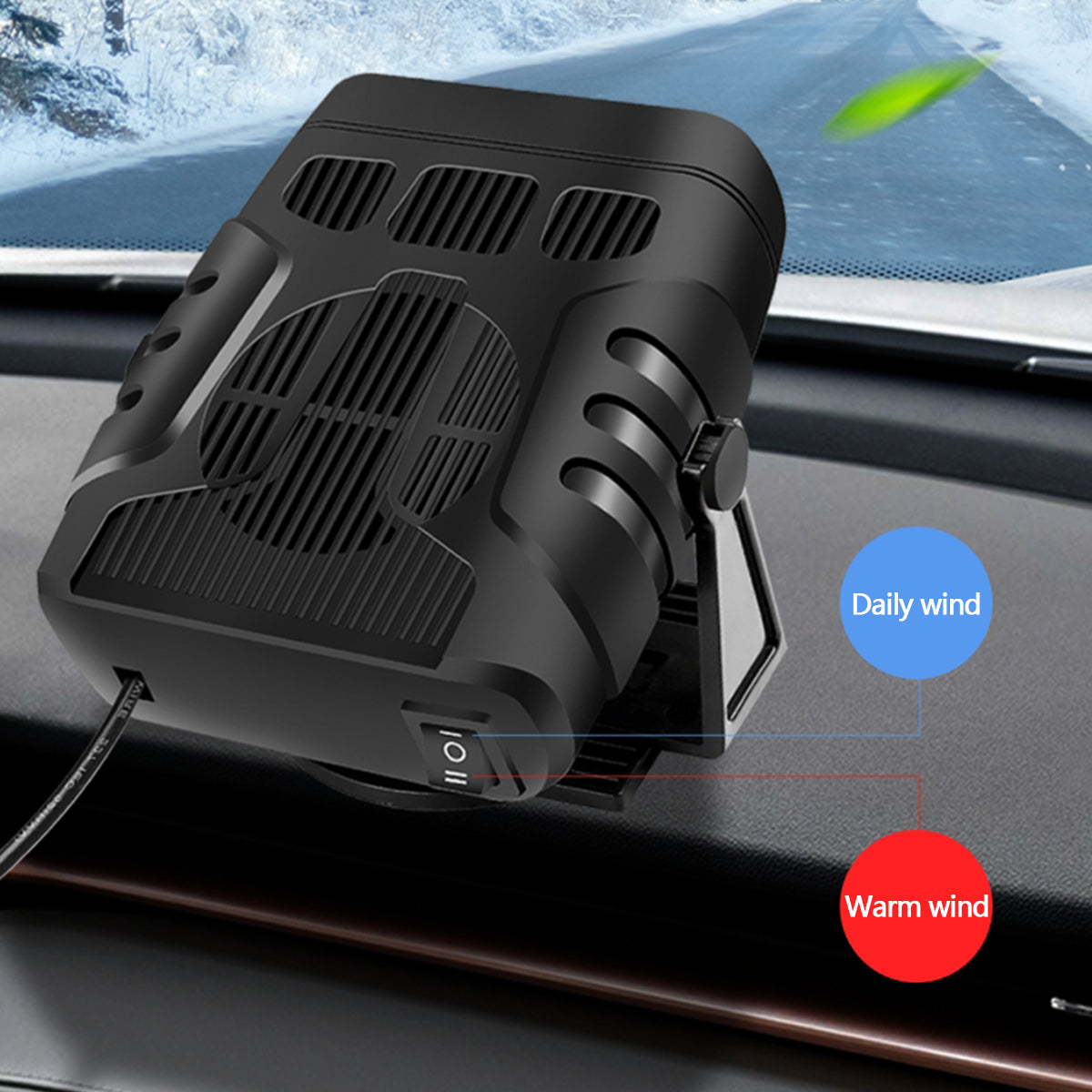 2 IN 1 Car Cooling & Heater Fan 12V 120W 24V 200W Auto Windshield Anti-Fog Electric Heating Dryer Defogging Demister Defroster