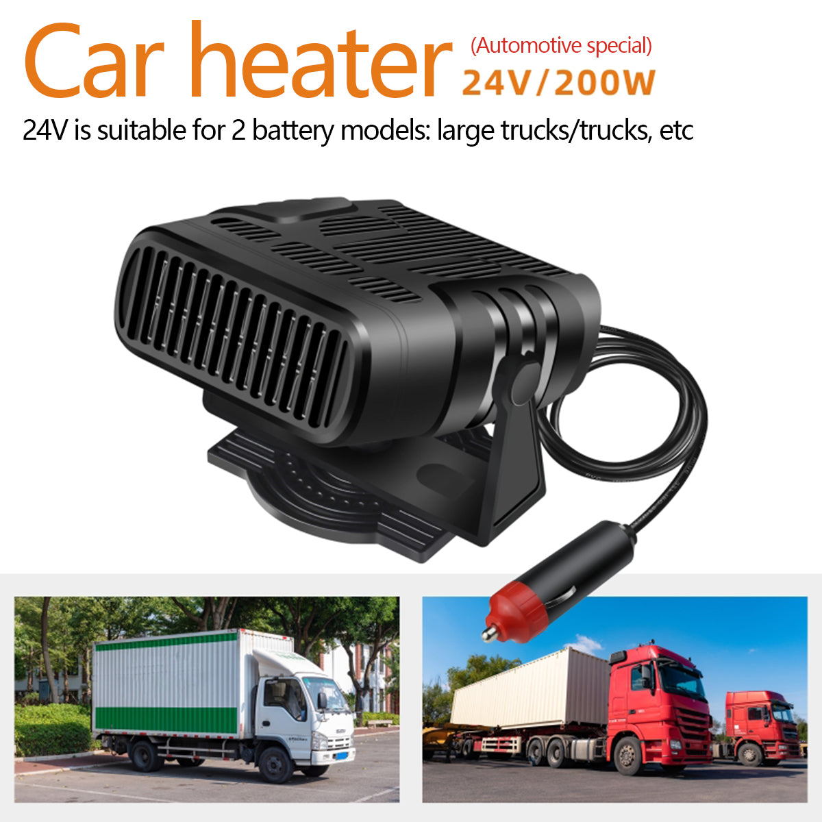 2 IN 1 Car Cooling & Heater Fan 12V 120W 24V 200W Auto Windshield Anti-Fog Electric Heating Dryer Defogging Demister Defroster