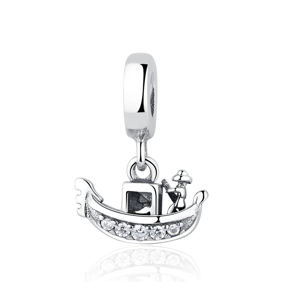 Original 925 Sterling Silver Charms Love Travel London Bus Suitcase Paris Beads Fit Brand Bracelets Necklaces Women DIY Jewelry