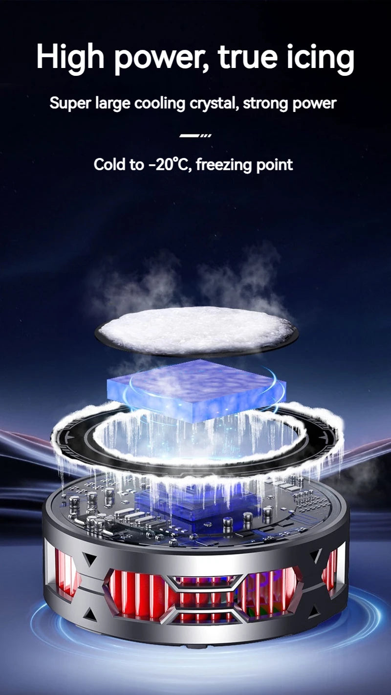 Universal Phone Cooler for Gaming, Magnetic Semiconductor Cooling Fan with Digital Display RGB Lights