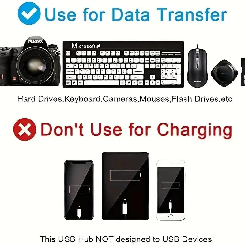 High Speed 4/7 Ports USB HUB 2.0 Adapter Expander Multi USB Splitter Multiple Extender with LED Lamp Switch for PC Laptop
