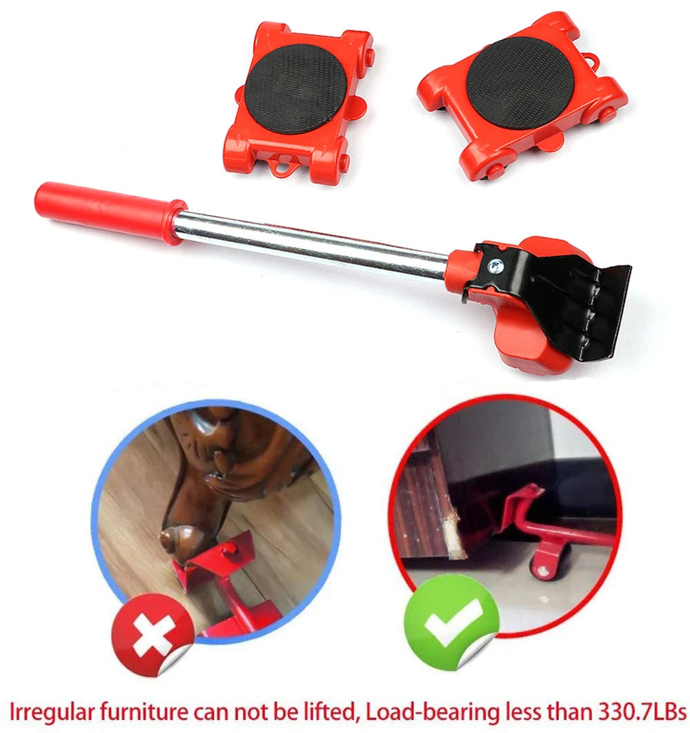Professional Furniture Mover Tool Set Heavy Stuffs Transport Lifter Wheeled Mover Roller with Wheel Bar Moving Hand Device