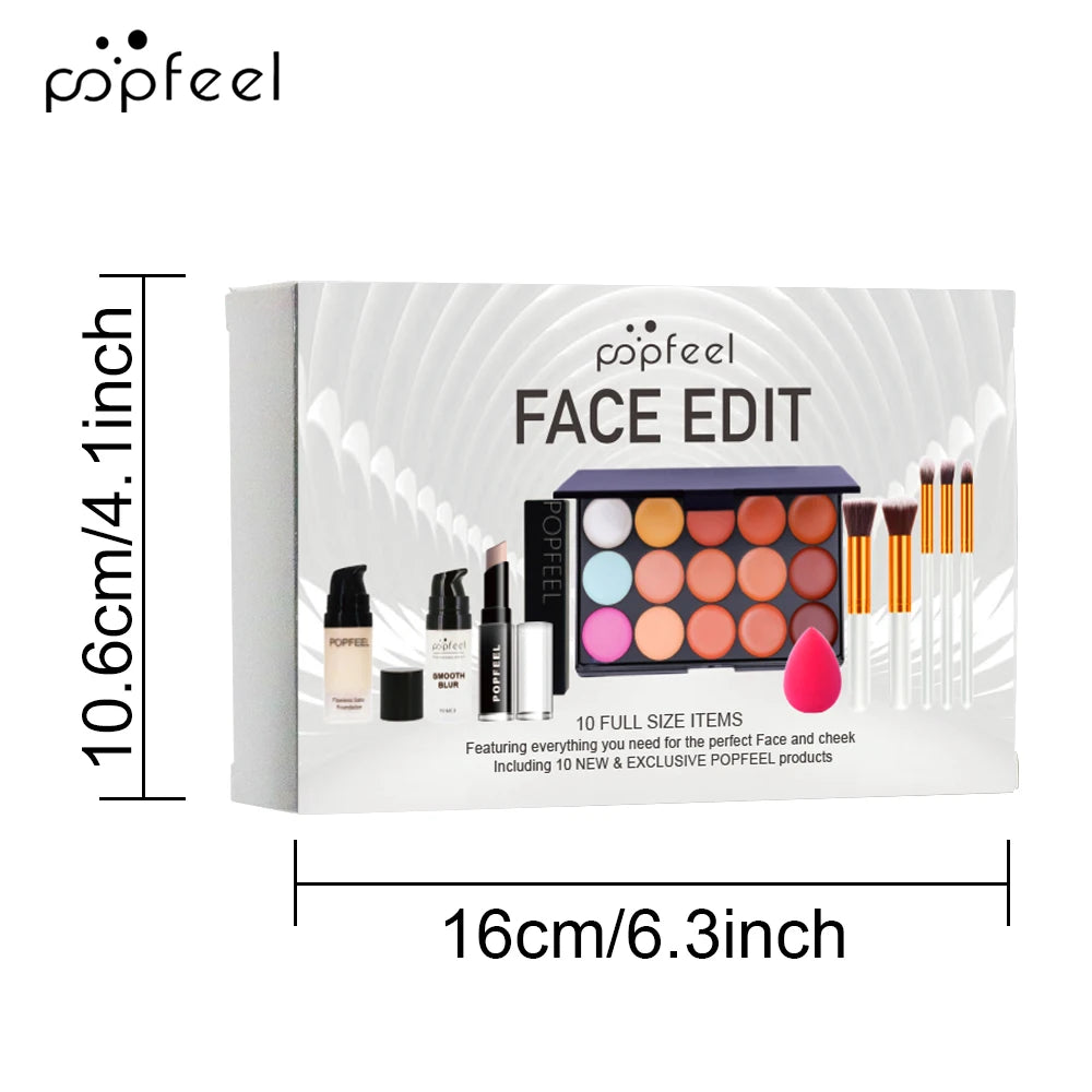 Makeup Kit, Waterproof and Sweatproof, Includes Concealer, Primer, Loose Powder, Blush, and More, Ideal for Beginne