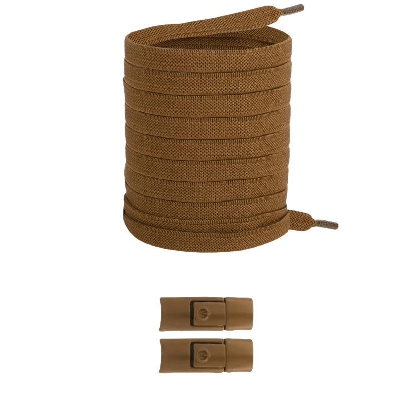 Widened Flat No-Tie Elastic Shoelaces with Press Lock