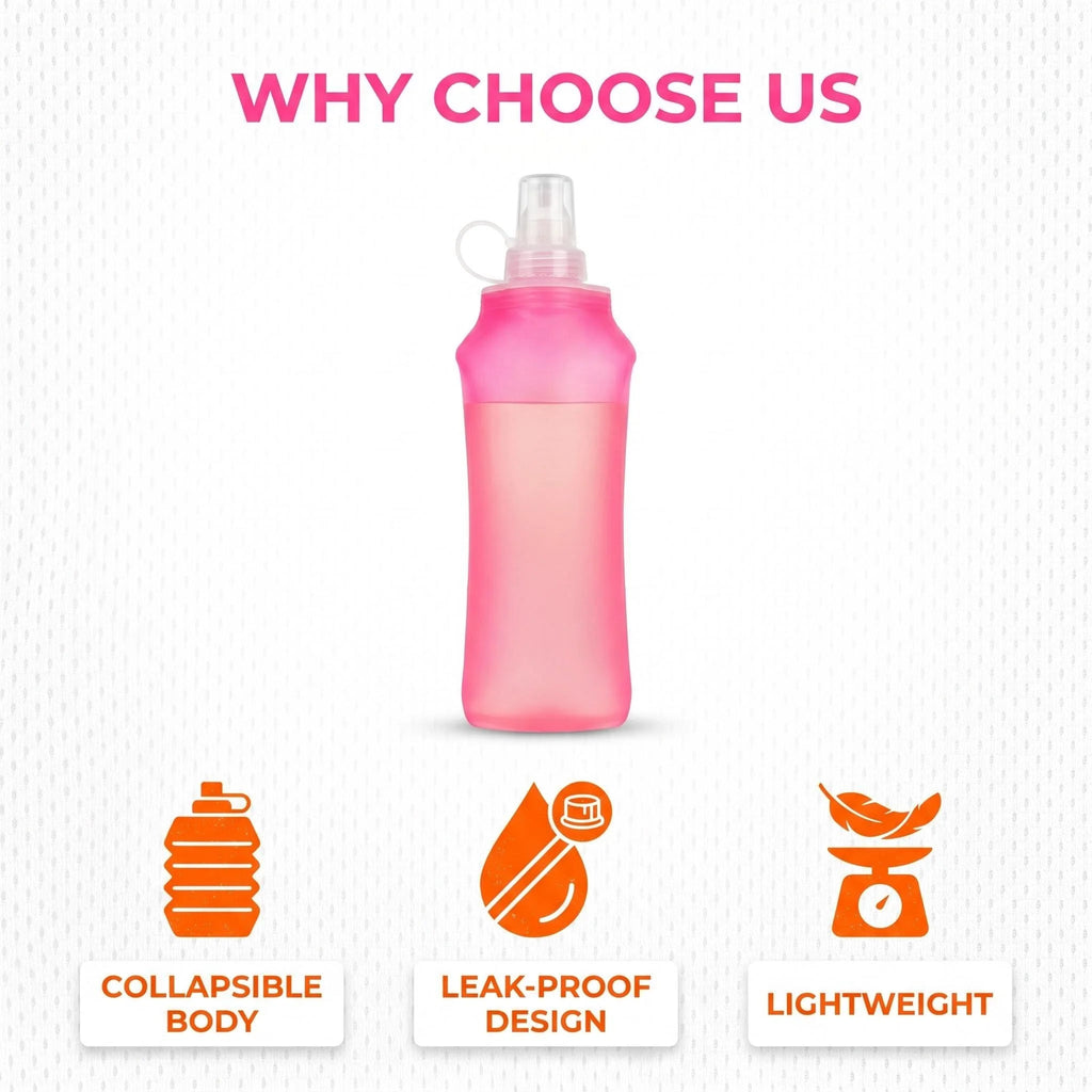 150ml/250ml/500ml Collapsible Silicone Water Bottle with Bite Valve, Outdoor Portable for Running Camping Hiking Travel