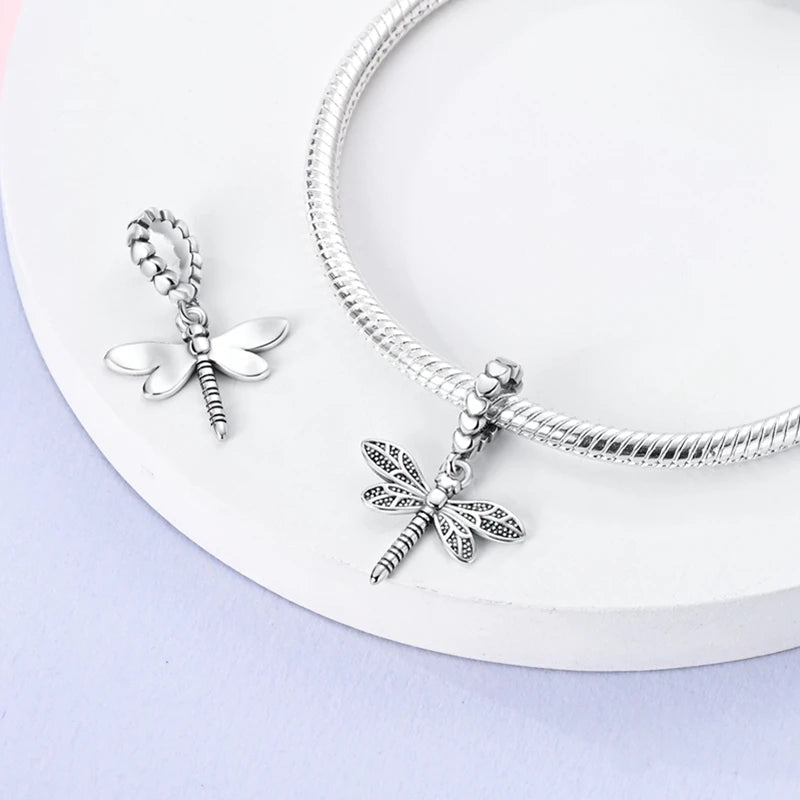 Original 925 Sterling Silver Charm Beads Glowing Luminous Firefly Butterfly Pendant for Bracelet Charm Jewelry