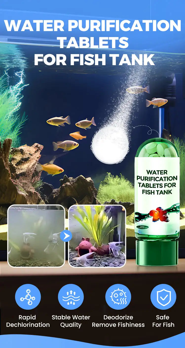 Water Purification Tablets Eco-Friendly Aquarium Water Purifier Fast-Acting Fish Tank Cleaning Solution Aquarium Water Clarifier
