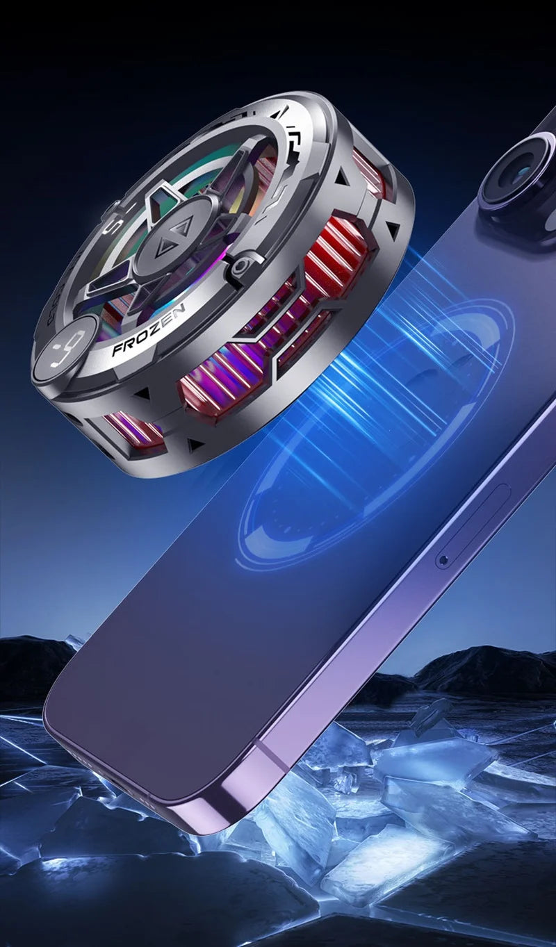 Universal Phone Cooler for Gaming, Magnetic Semiconductor Cooling Fan with Digital Display RGB Lights
