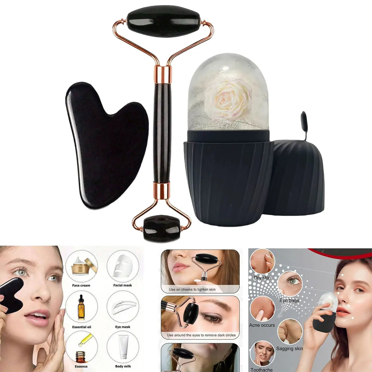 Ice Face Roller & Gua Sha Mold Set
