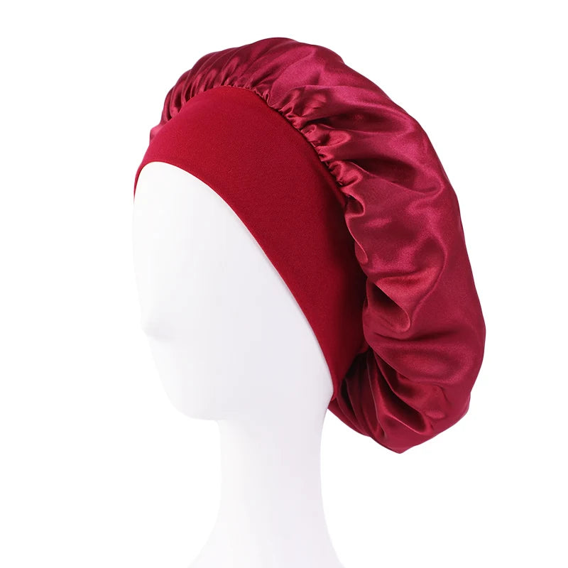 Wide-Brimmed Satin Sleep Bonnet – Hair Care Night Cap