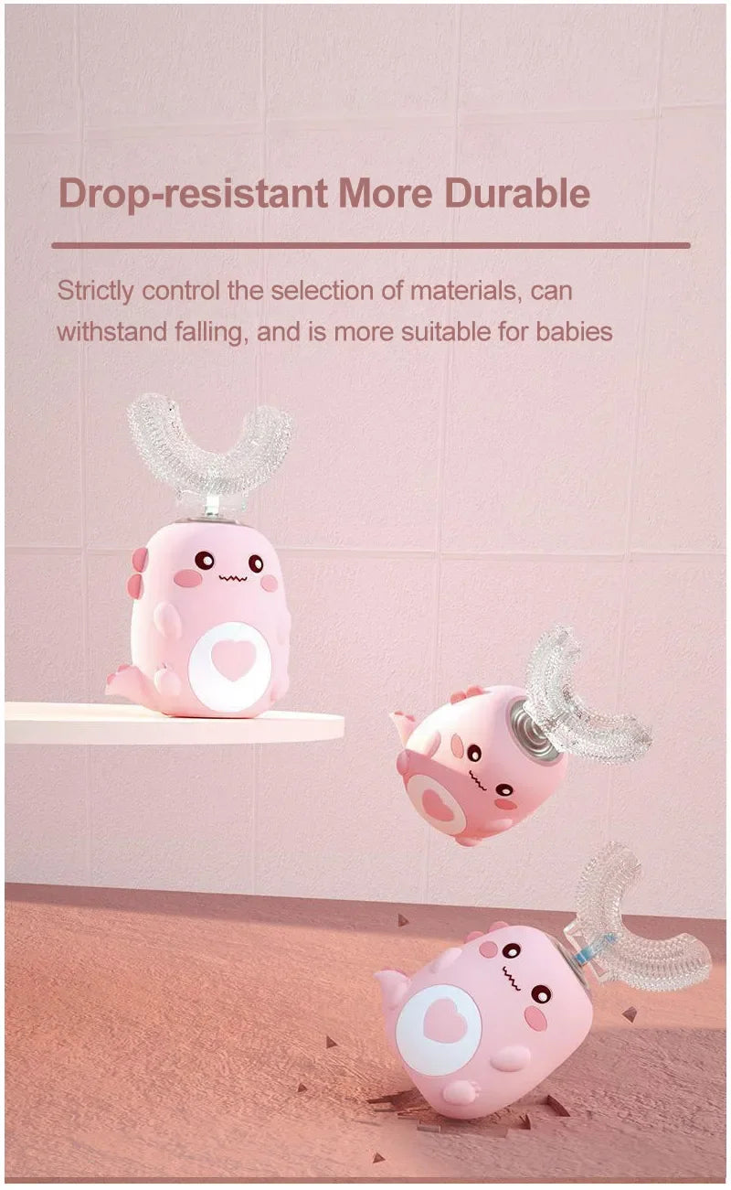 Food Grade Silicone U-Shaped Kids Electric Toothbrush 360° Automatic Cleaning USB Charging Smart Oral Care Children Toothbrush