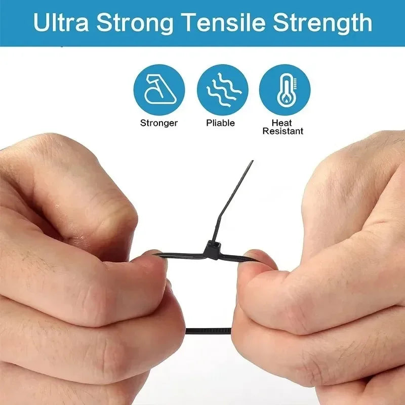 Heavy-Duty Self-Locking Nylon Cable Ties Set