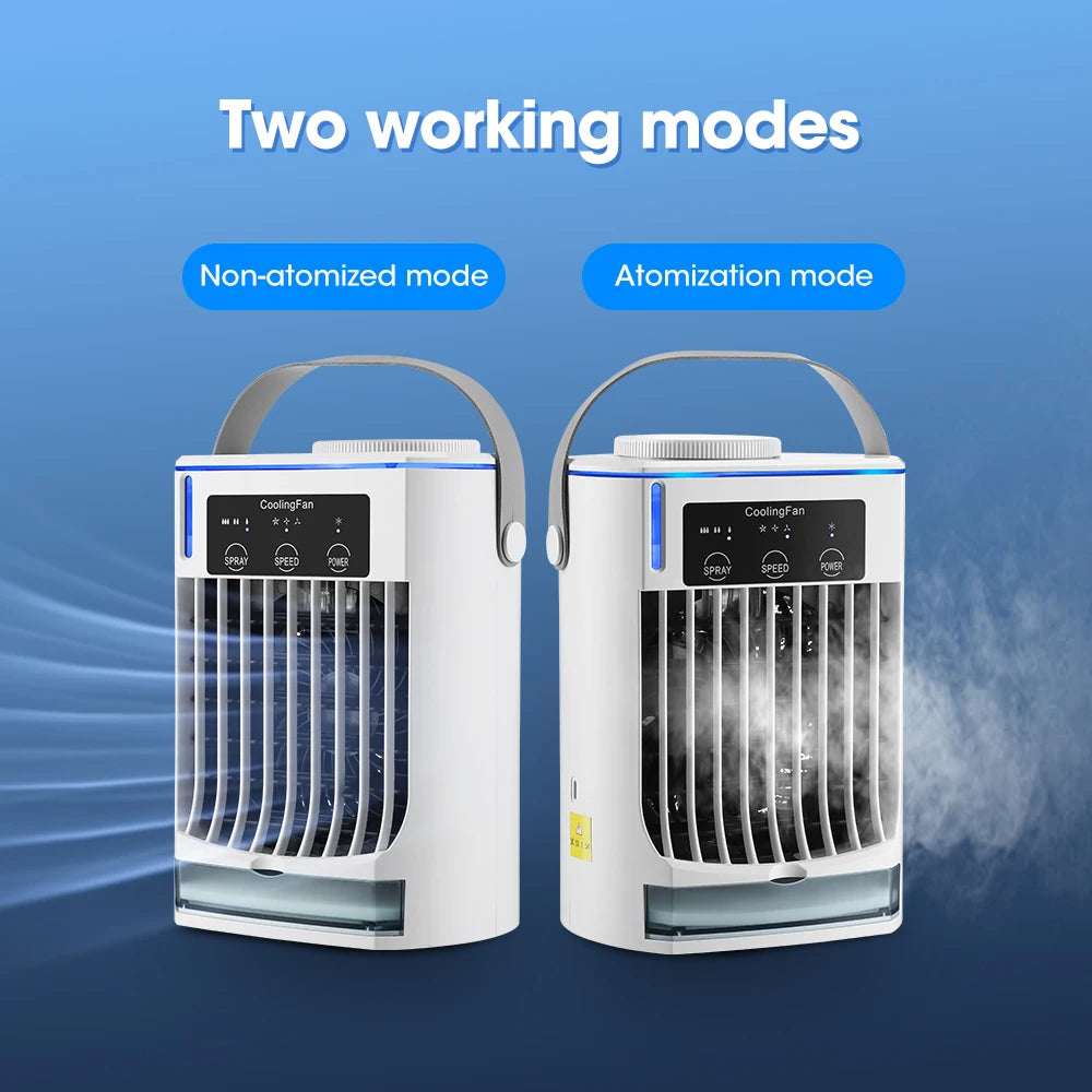 Portable Desktop Air Cooler with Dual Ultrasonic Mist, Activated Carbon Filter & 4-Speed Timer – USB Rechargeable