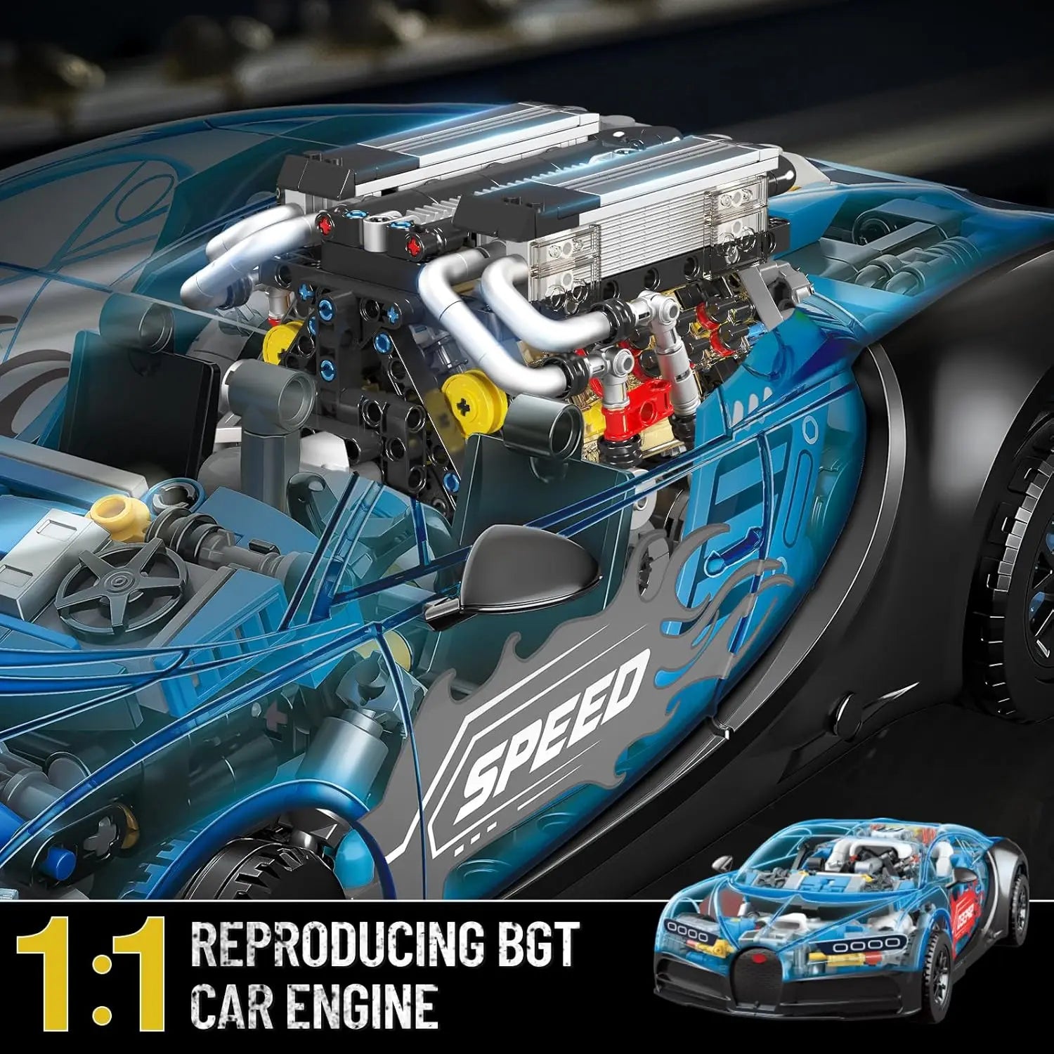 W16 Engine Model Building Kit (952 Pcs) | 16-Cylinder STEM Toy
