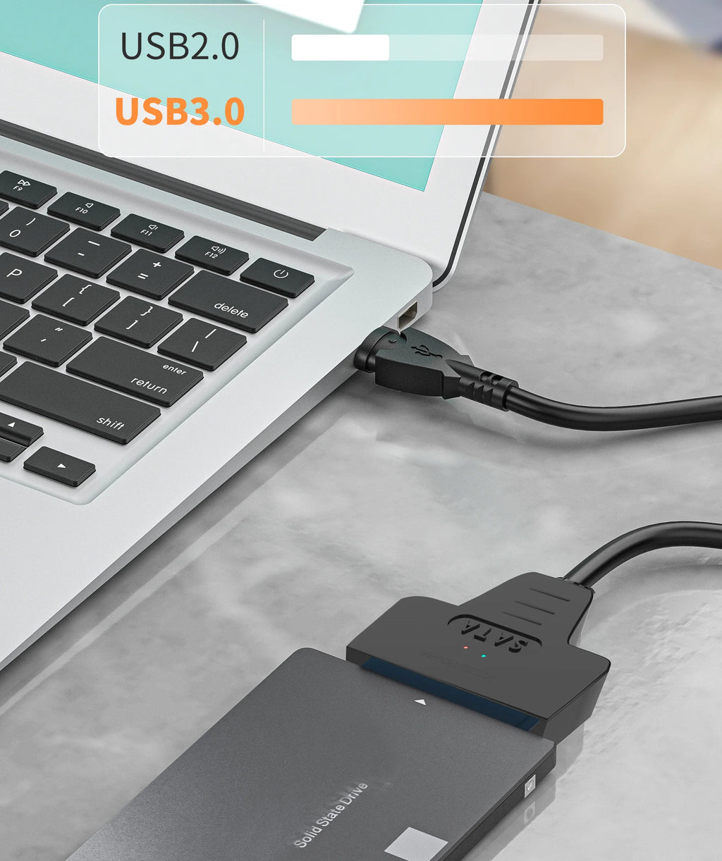 SATA 3 to USB 3.0 adapter cable 6Gbps high speed data Sata to usb adapter with power port support 2.5/3.5inch SSD HDD hard drive