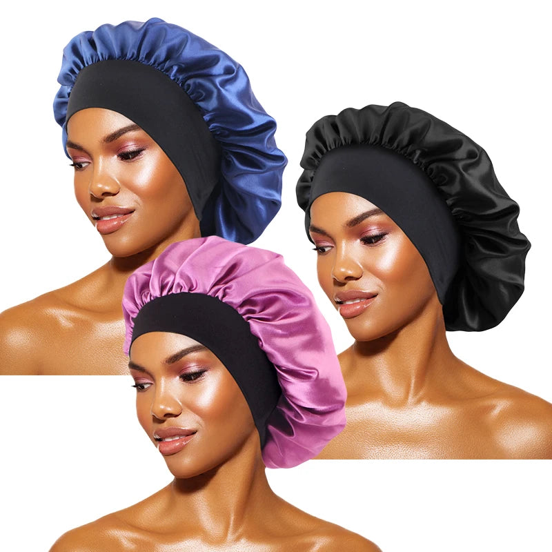 Wide-Brimmed Satin Sleep Bonnet – Hair Care Night Cap
