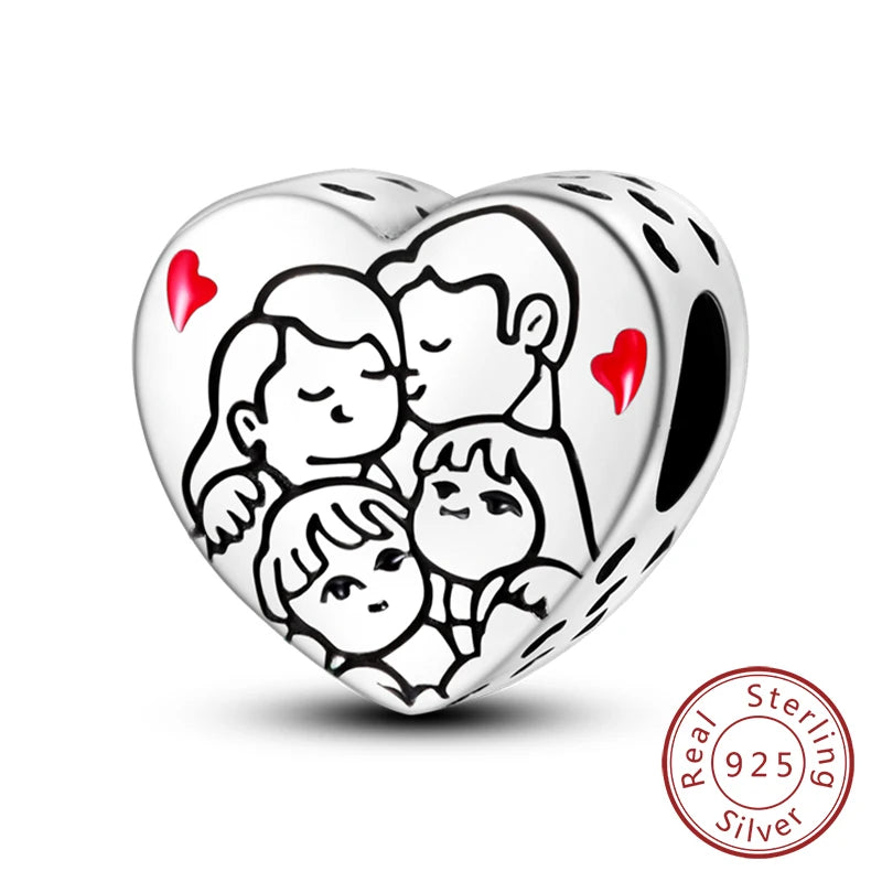 925 Sterling Silve Charms Beads Forever Love Heart Sister Family Life Charms Dangle For Bracelet Woman Jewelry Gifts
