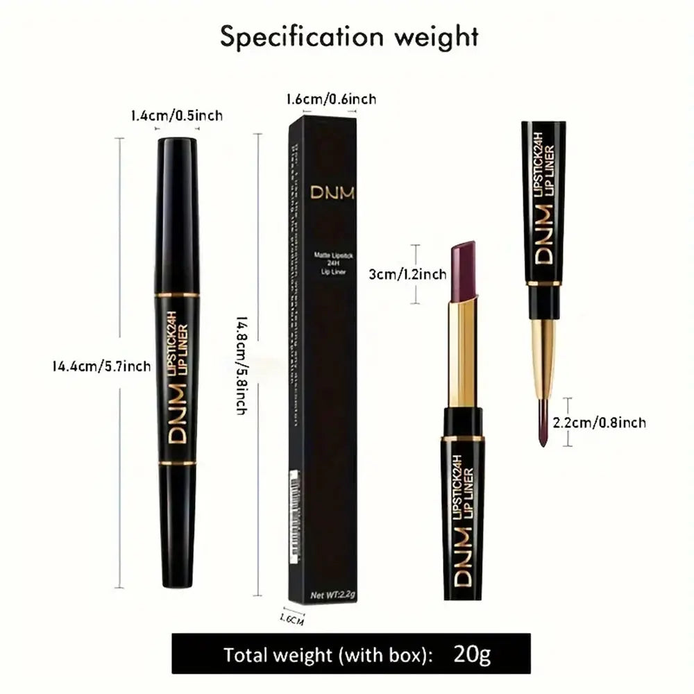 Double-ended Non-stick Cup Long Lasting Lipstick Lip Liner High Pigmented Waterproof