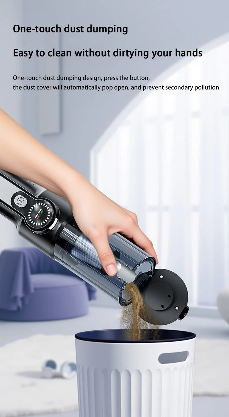 Wireless Car Vacuum Cleaner – 17000Pa Handheld Cordless Vacuum with One-Button Dust Dump