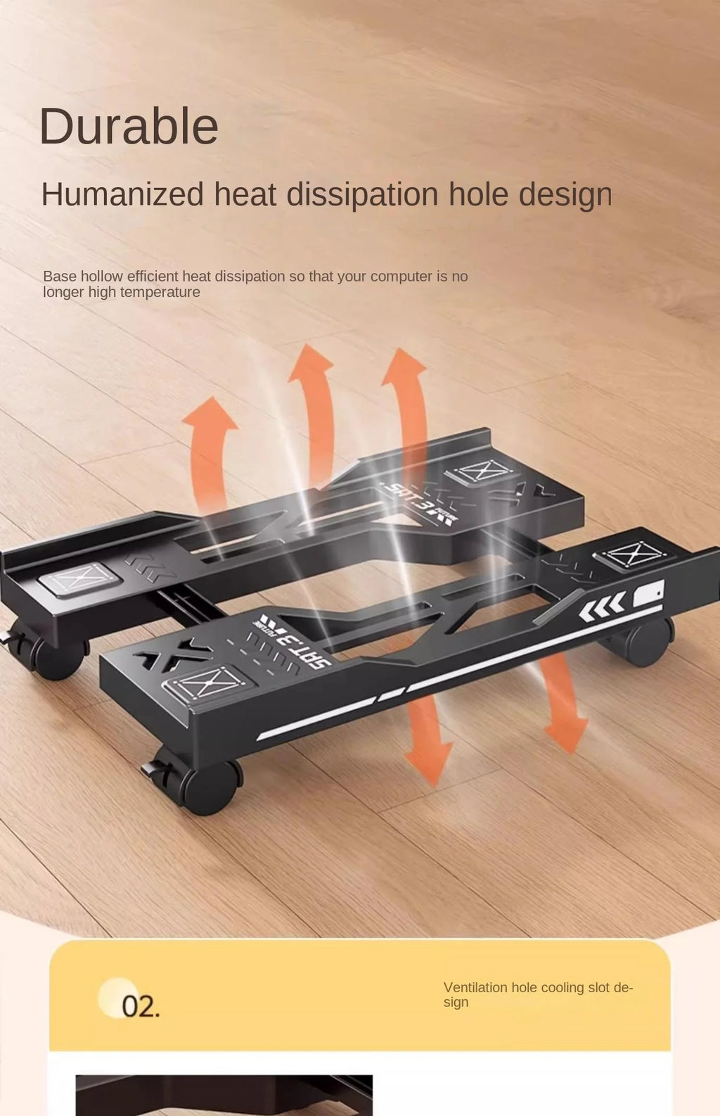 CPU Stand Adjustable Bracket PC Holder Cart Mobile Computer Tower Stand with Rolling Caster Wheels Adjustable Desktop Stand