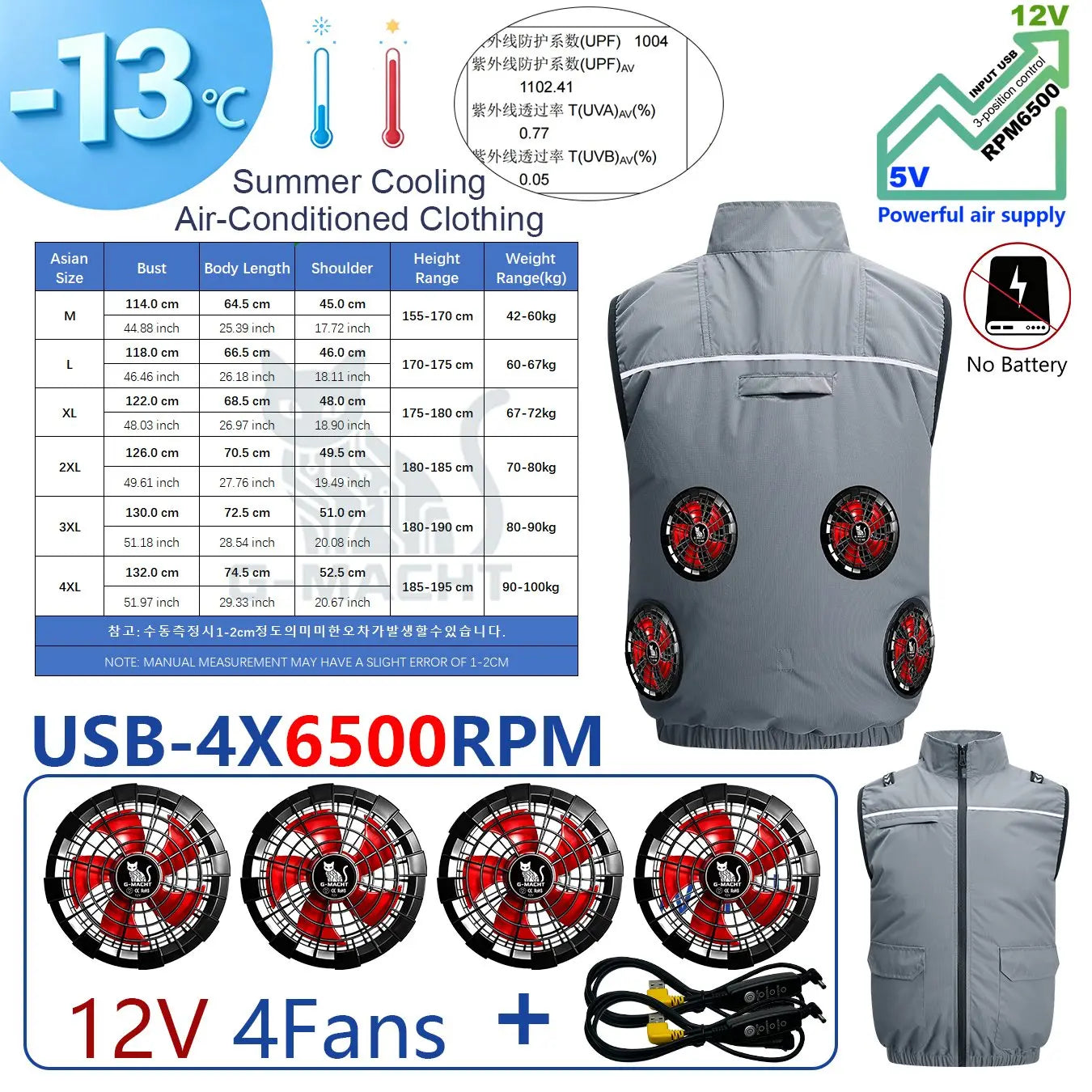 4-Fan USB Cooling Vest – Breathable Summer Workwear for Men & Women