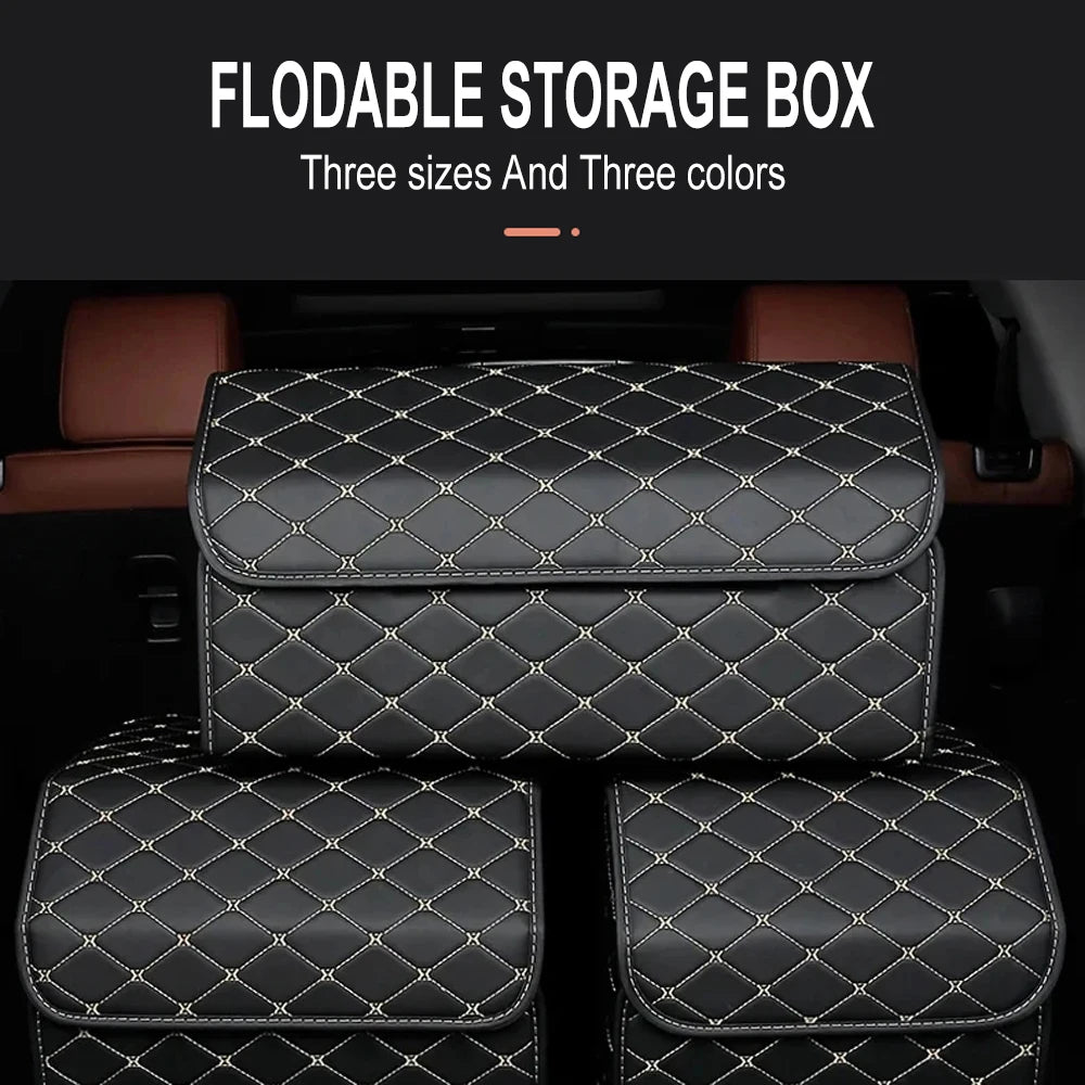 Large Capacity Car Trunk Organizer – Foldable Leather Storage Box for Emergency & Everyday Use