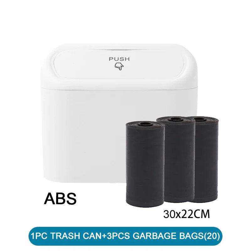 Leak-Proof Mini Car Trash Can with Lid & Refill Bags