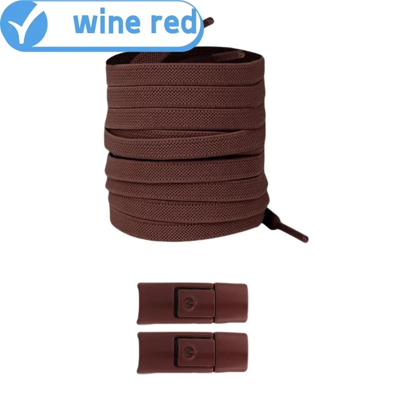 Widened Flat No-Tie Elastic Shoelaces with Press Lock