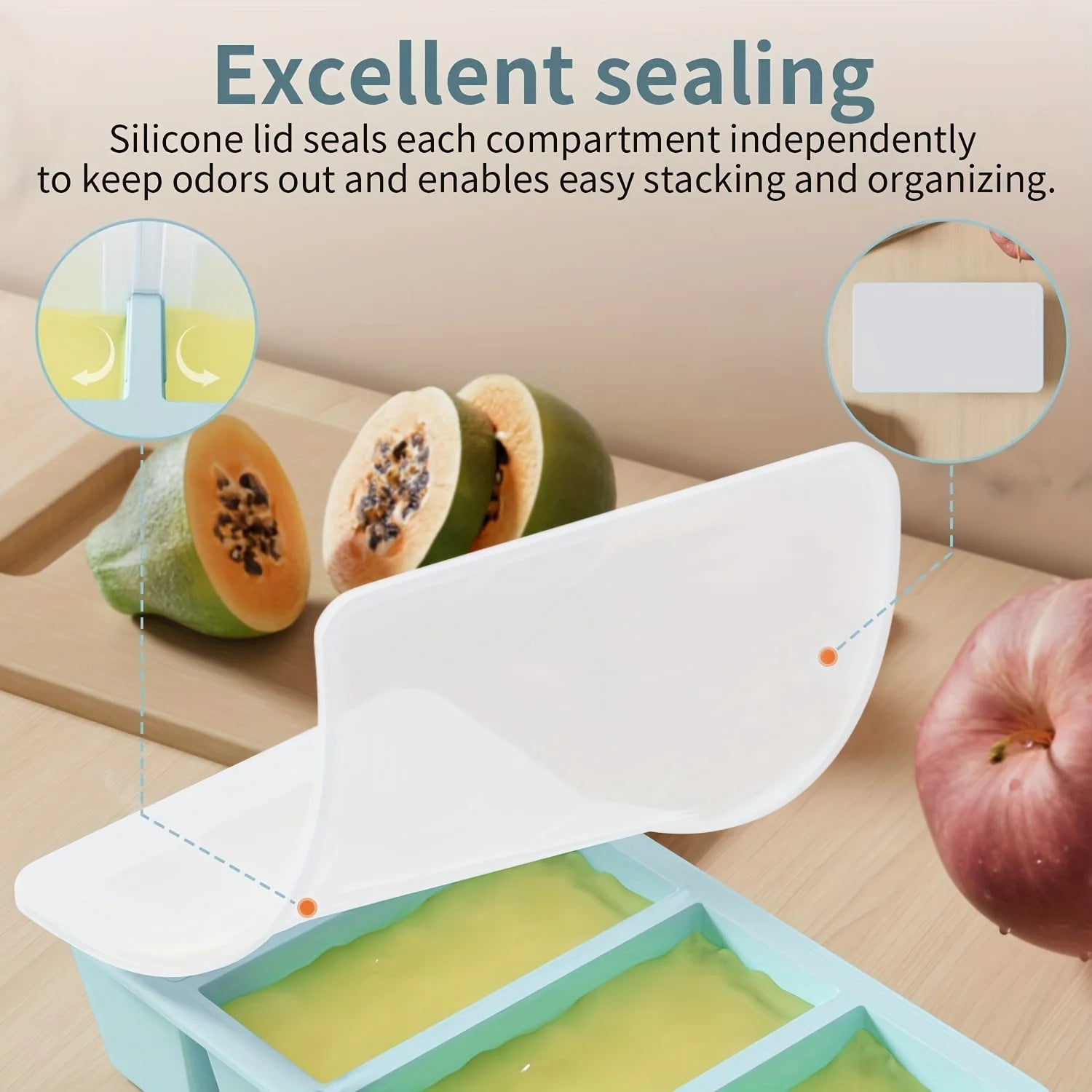 1/4 pcs Large Rectangular Ice Cube Mold Set with Lid Stackable Freezer Trays for Bottles Beverages Long Cubes Mould Kitchen Items
