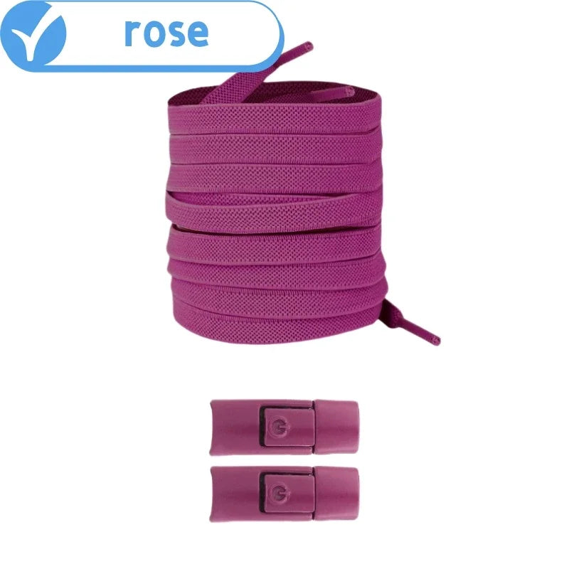 Widened Flat No-Tie Elastic Shoelaces with Press Lock