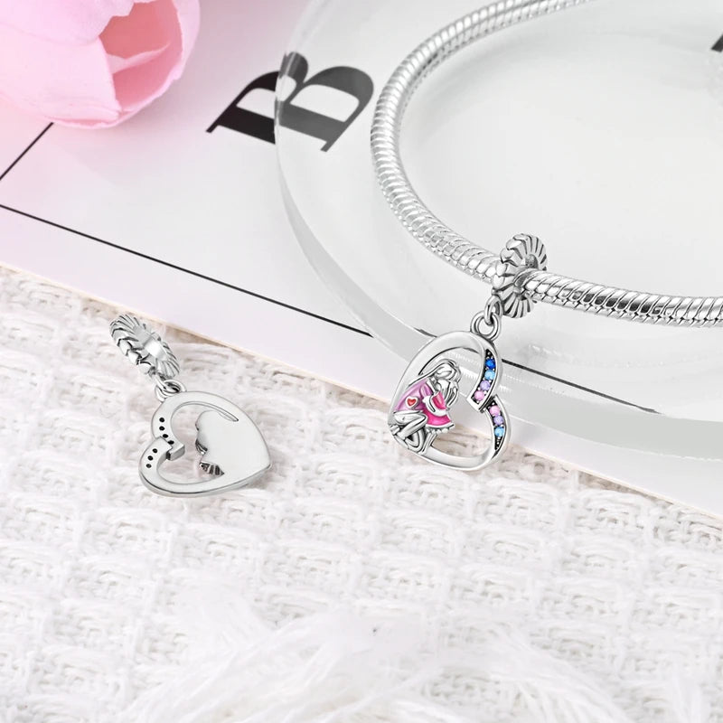 925 Sterling Silve Charms Beads Forever Love Heart Sister Family Life Charms Dangle For Bracelet Woman Jewelry Gifts