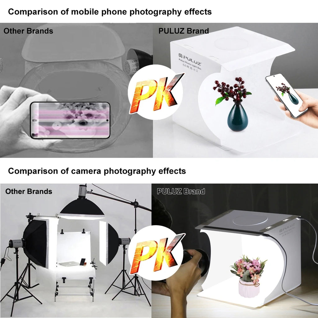 20cm Mini 2 LED Panels Folding Portable 1100LM Light Photo Lighting Studio Shooting Tent Box Kit with 6 Colors Backdrops